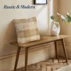 Jute Throw Pillow Covers Braided Decorative Pillow Covers Farmhouse Accent Pillows for Couch Living Room Decor 18 x 18 inch Natural & Ivory 1Pc