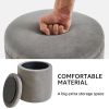Storage Ottoman Foot Rest Round Footstool Velvet Footrest Multifunctional Coffee Table Ottoman with Tray Vanity Stool for Makeup Room Living Room Bedr