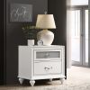 2 Drawers Nightstand with Acrylic Crystal Accents, White