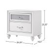 2 Drawers Nightstand with Acrylic Crystal Accents, White