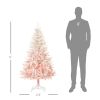HOMCOM 5ft Pencil Christmas Tree, Pink Christmas Tree with 450 Branches & Detachable Base, Home Party Christmas Decoration, Pink