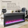 44 inch in wall recessed electric fireplace with remote and multi color flame & emberbed, LED light heater