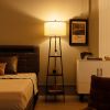 Lighting Floor Lamp-shelf Lamp with Storage & Linen Shade