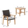 3 - Piece Acacia Wood Patio Coversation Set With Cushioned Chairs