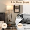 Lighting Floor Lamp-shelf Lamp with Storage & Linen Shade