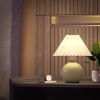 Pottery ceramics table lamp pleated lampshade bedside lamp ambient night light