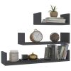 Floating Wall Shelf Set of 3-Gray U-shaped Design