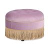 Yolanda 24" Round Upholstered Accent Ottoman, Lavender Velvet
