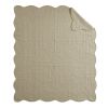 Oversized Quilted Throw with Scalloped Edges Khaki 60x72"