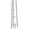 5-Tier Corner Shelf Light Brown and Black 17.9"x12.4"x70.9"