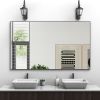 60"x36" Oversized Modern Rectangle Bathroom Mirror with Balck Frame