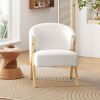 Modern white Lounger Chair with Wood Frame-Minimalist Accent Seating for Living Room or Office