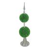 D7x26.5" Artificial Two-Tiered Boxwood Sphere Topiary on Metal Spire