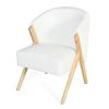 Modern white Lounger Chair with Wood Frame-Minimalist Accent Seating for Living Room or Office