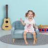 Qaba 2-Seat Kids Sofa, Blue Linen Fabric and Wood Frame, Durable Toddler Couch for Ages 3-6