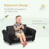 Kids Sofa Set with Footstool-Black