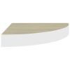 Wall Corner Shelf Oak and White 13.7"x13.7"x1.4" MDF