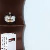 Five shelf corner bookcase rounded shelf fronts quarter circle red cocoa color