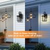 Outdoor Lantern Wall Light — Dusk-to-Dawn Black Glass Sconce