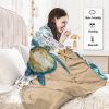 Sea Turtle Flannel Blanket Modern Coastal Ocean Beach Swirls Throw Blanket for Bed Sofa Couch Super Soft Lightweight Blue Ocean Animal Blanket 75*100c