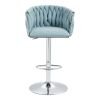 360Â° Fabric cover Swivel Bar Stools Set of 2, Adjustable Counter Height Bar Chairs with Woven Back & Footrest
