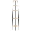5-Tier Corner Shelf Light Brown and Black 17.9"x12.4"x70.9"