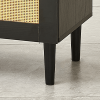 Side panel buffet cabinet with natural rattan door, rattan storage cabinet with adjustable shelves, side panel and buffet with storage space