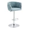 360Â° Fabric cover Swivel Bar Stools Set of 2, Adjustable Counter Height Bar Chairs with Woven Back & Footrest