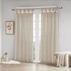 Floral Embellished Cuff Tab Top Solid Curtain Panel(Only 1 Pc Panel)