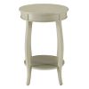 White Round Accent Table – Shelf Base