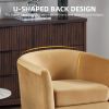Velvet Accent Chair with Ottoman, Modern Barrel Chair Armchair for Living Room, Bedroom, Yellow