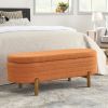 Ottoman Oval Storage Bench,Rubber Wood Leg,Orange(46."x17.7"x10.8")