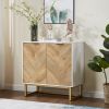 White and Gold Storage Cabinet with 2 Doors, Modern Buffet Sideboard Cabinet with Storage,Accent Cabinet for Living Room, Dining Room, Entryway