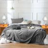 Grey Textured Fleece Throw Blanket