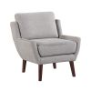 1pc Gray Accent Chair Cushion Seat Chenille Upholstery Comfort Style Durable Solid Wood Legs Contemporary Home Furniture