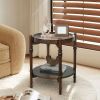 Round Glass Top Side Table with Wooden Shelf â€“ Elegant Accent Table for Living Room or Bedroom