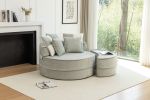 Oversized Round Accent Barrel Chair with 5 Pillows Soft Velvet Upholstered Armchair Lazy Lounge Sofa with Ottoman for Living Room/Bedroom/Reading Room