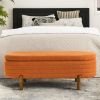 Ottoman Oval Storage Bench,Rubber Wood Leg,Orange(46."x17.7"x10.8")