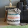Recycled Cotton Laundry Basket Multicolor Melange Woven Rope Blanket Storage Basket Toys Towels Laundry and Living Room Organization 15x15x17.7 inch E