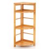 Backyard Planters 4-Tier Wooden Corner Plant Display Rack