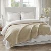 Oversized Quilted Throw with Scalloped Edges Khaki 60x72"