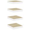 Oak and White Floating Wall Shelves-Set of 4 MDF(9.1"x9.3)