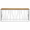 Coffee Table Silver Stainless Steel and Solid Wood Acacia
