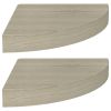 Floating Corner Shelves 2 pcs Oak 9.8"x9.8"x1.5" MDF