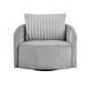 Modern Sleek Design Swivel Chair Cushion Seat Soft Gray Chenille Upholstered Plush Back Pillow Living Room Furniture 1pc