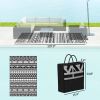 Outsunny Reversible Outdoor Rug, Waterproof Plastic Straw with Carry Bag, 6' x 9', Black & White Geometric Wall