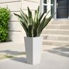 25" H Tall Mental Tapered Planter â€“ Large Outdoor & Indoor Garden Plant Pot with Drainage Hole and Rubber Plug