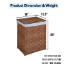 Laundry Hamper With Lid PE Rattan Powder Coating Frame Clothes Hampers with 01 Removable Bags, 100L, Brown Color