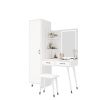 Makeup Vanity Table and Slim Armoire Wardrobe Set, Dressing Table with LED Mirror and Power Outlets and 2 Drawers
