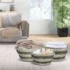 1PCNatural Canes Grass Baskets Stackable Storage Bins Set of 3 with Hollowed Handles